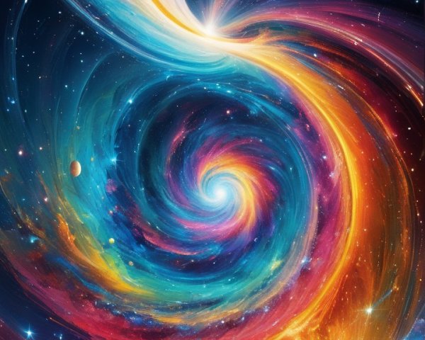 Vibrant Cosmic Swirl of Colors and Stars in Space