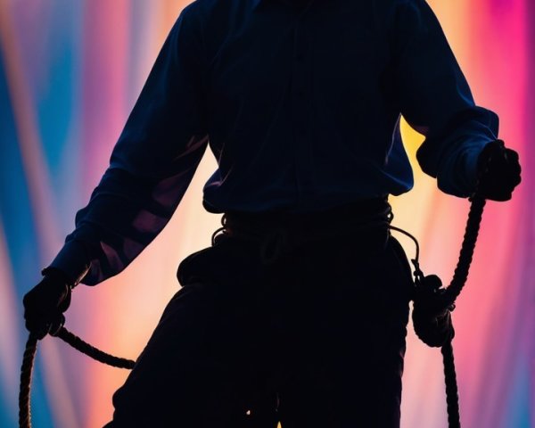 Silhouetted Figure Against Vibrant Colorful Background