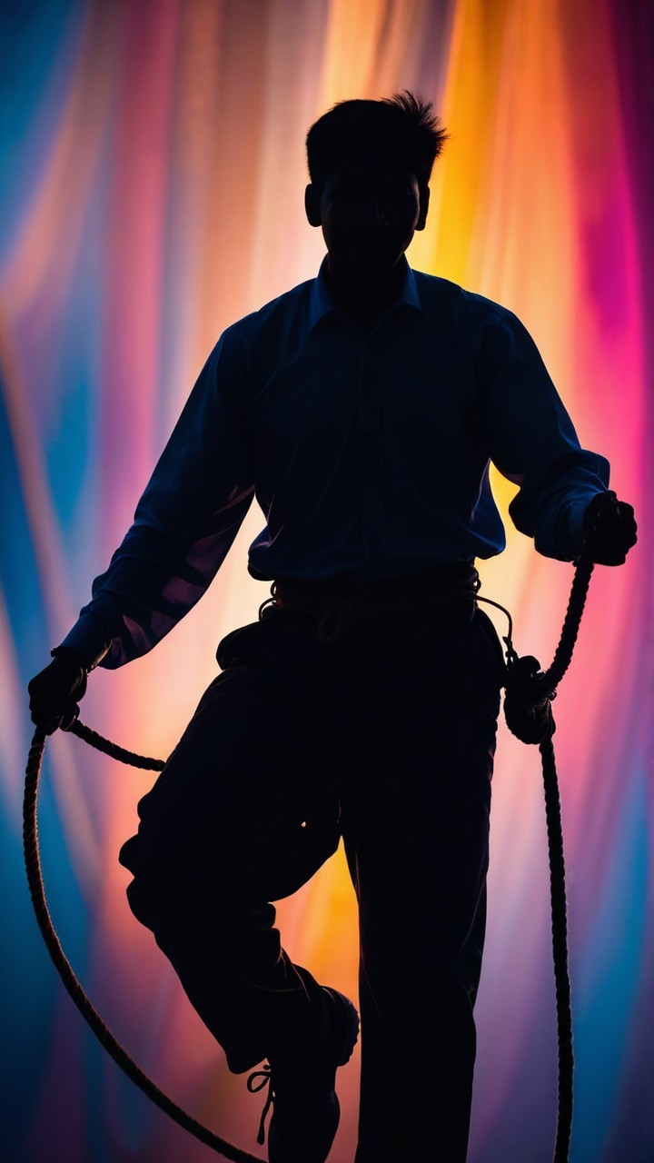 Silhouetted Figure Against Vibrant Colorful Background