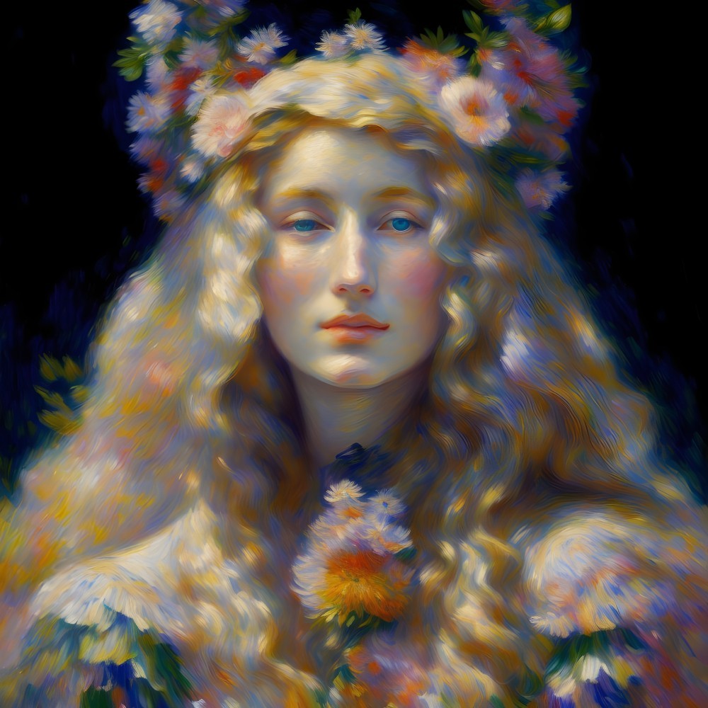Serene Portrait of a Woman with Floral Crown