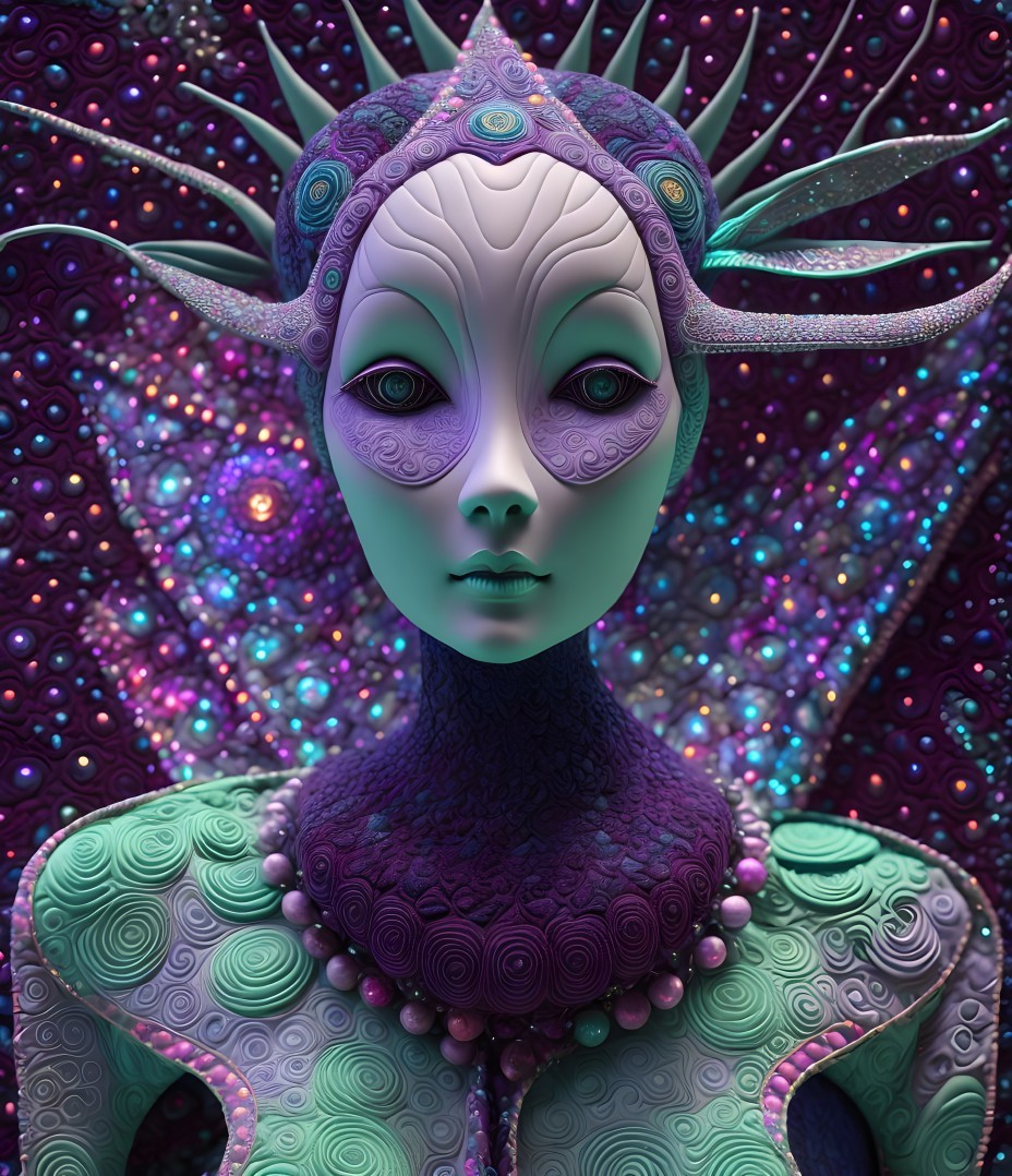 Surreal Ethereal Figure with Cosmic Elements