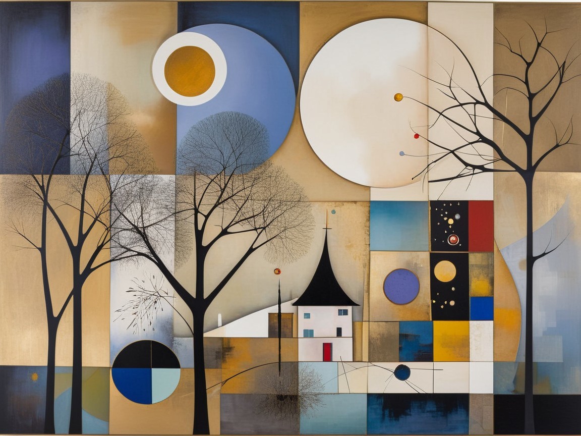 Abstract Landscape with Geometric Shapes and Colors