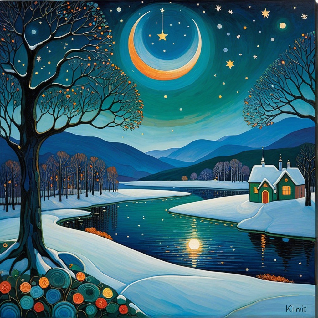 Cozy Green House in Serene Winter Landscape