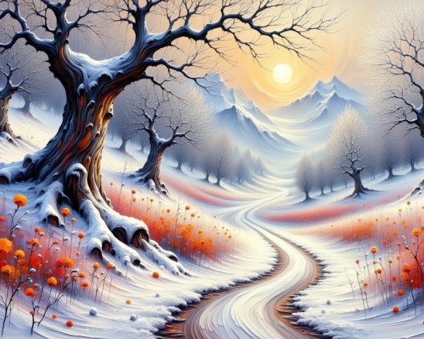 Serene Winter Landscape with Snow-Covered Trees