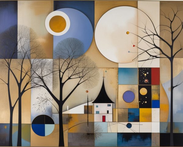 Abstract Landscape with Geometric Shapes and Colors