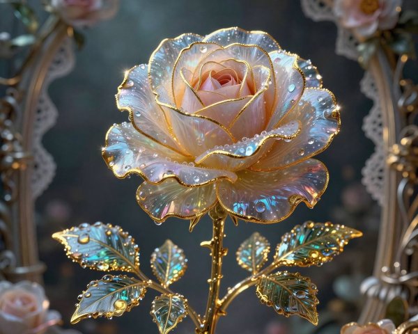 Detailed Digital Illustration of a Luxurious Rose
