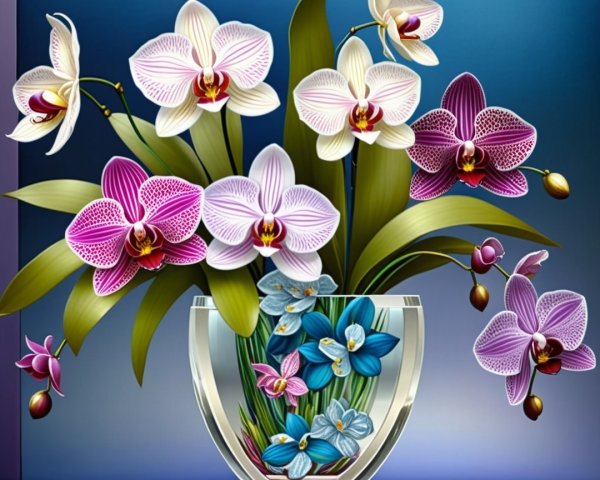 Vibrant Orchid Arrangement in Clear Glass Vase