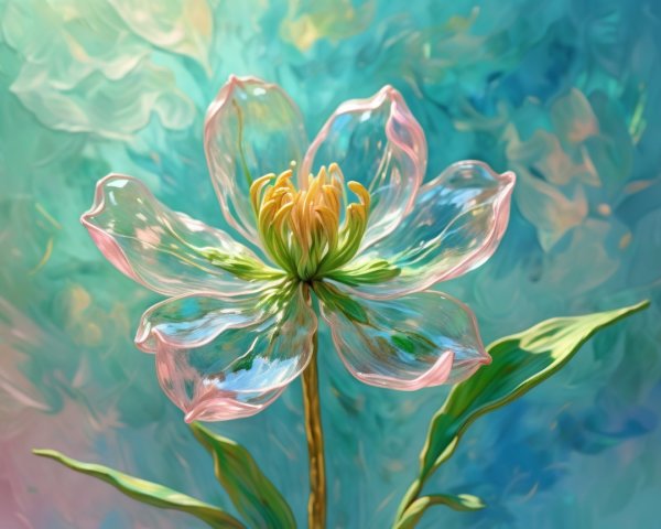 Translucent Flower with Soft Pink and Green Hues