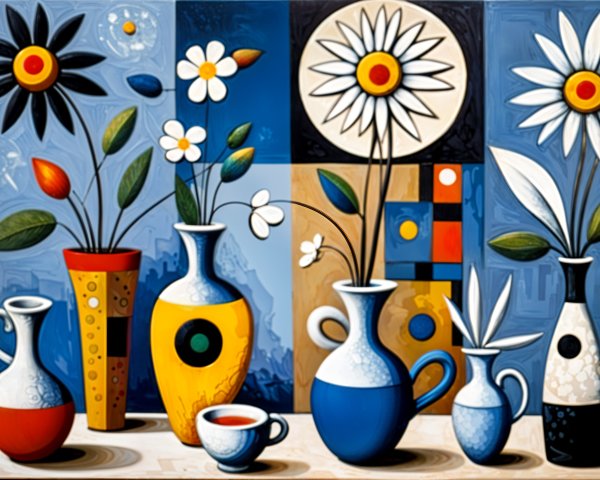 Vibrant Abstract Composition of Flower Arrangements