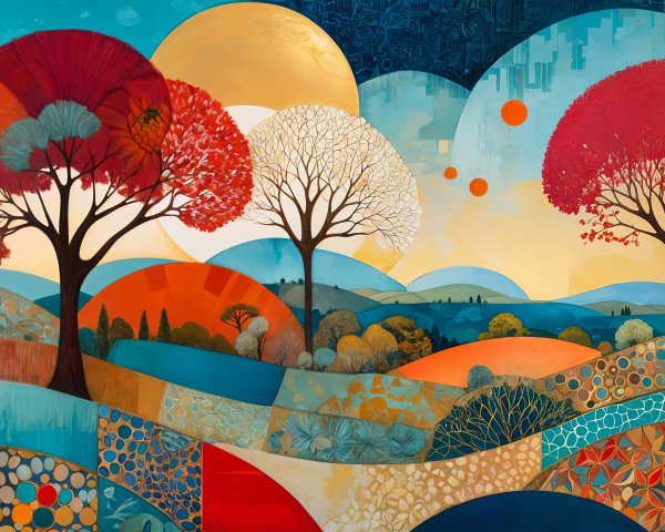Vibrant Abstract Landscape with Colorful Foliage