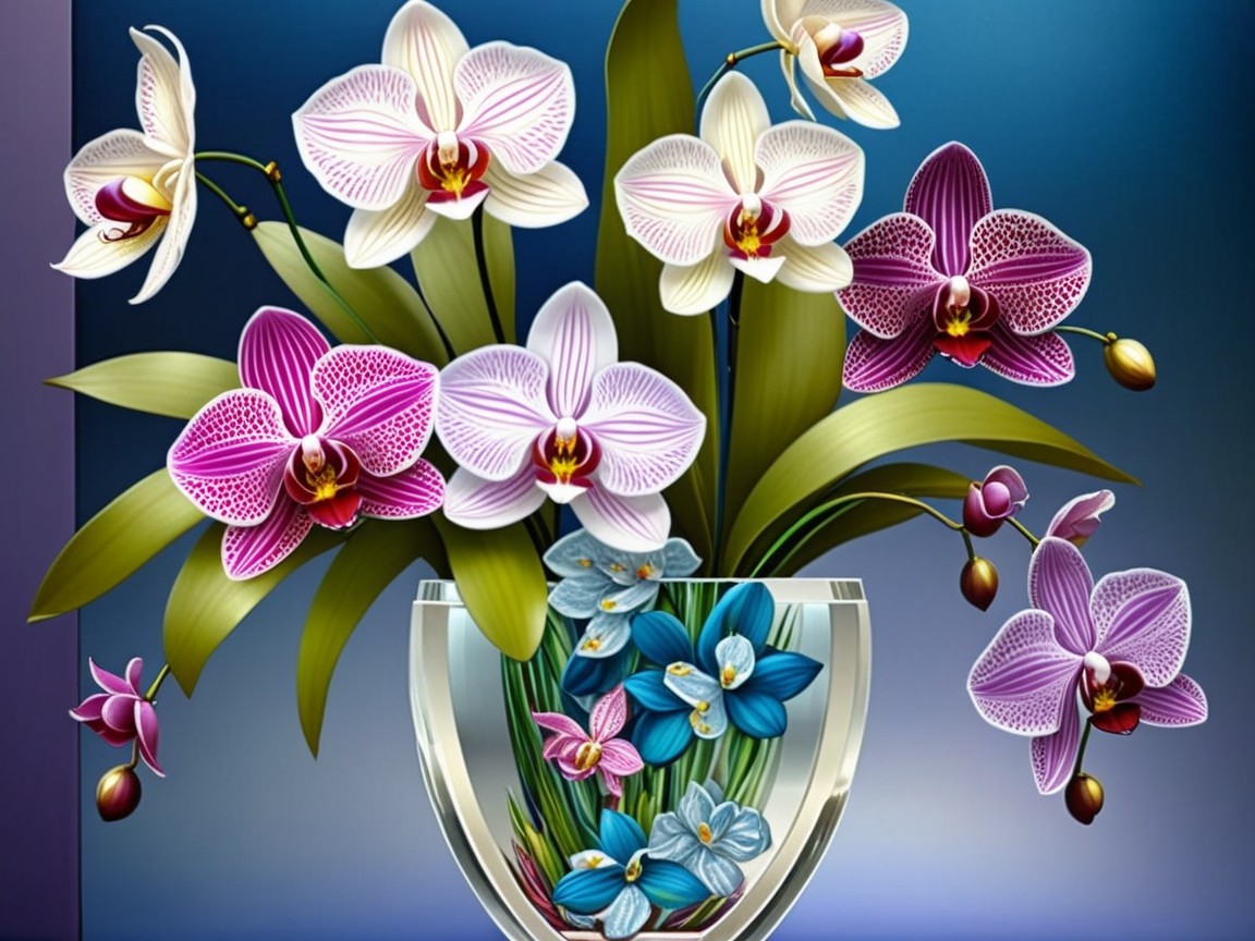 Vibrant Orchid Arrangement in Clear Glass Vase