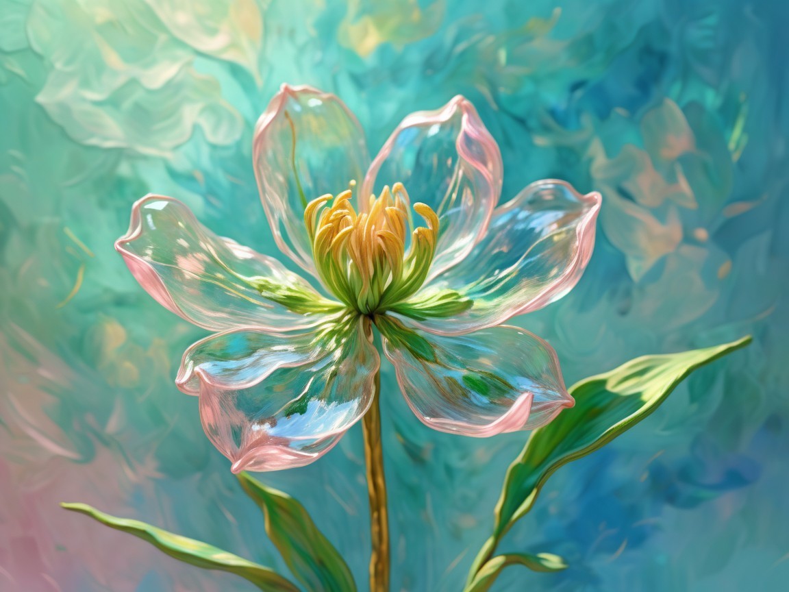 Translucent Flower with Soft Pink and Green Hues