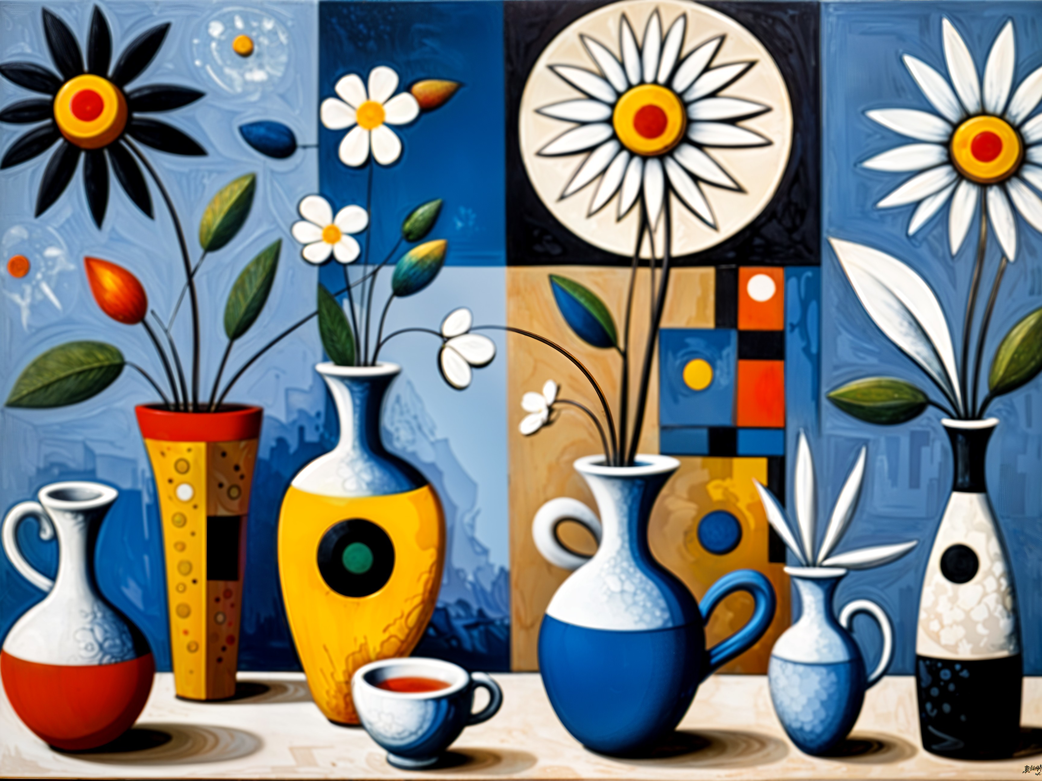 Vibrant Abstract Composition of Flower Arrangements