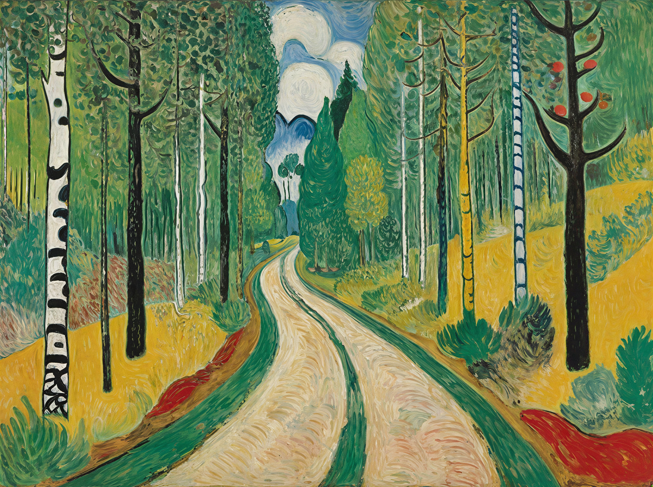 Winding Dirt Path Through Lush Green Landscape