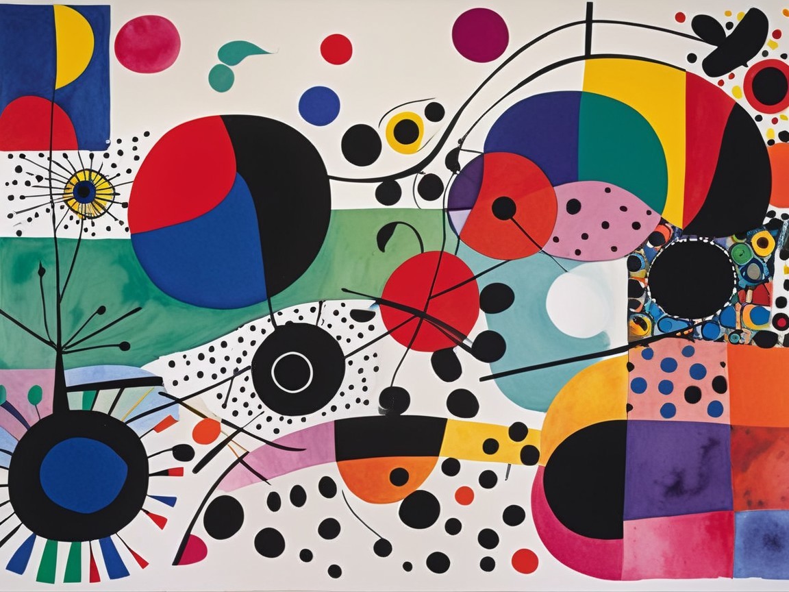 Vibrant Abstract Artwork with Colorful Shapes and Patterns