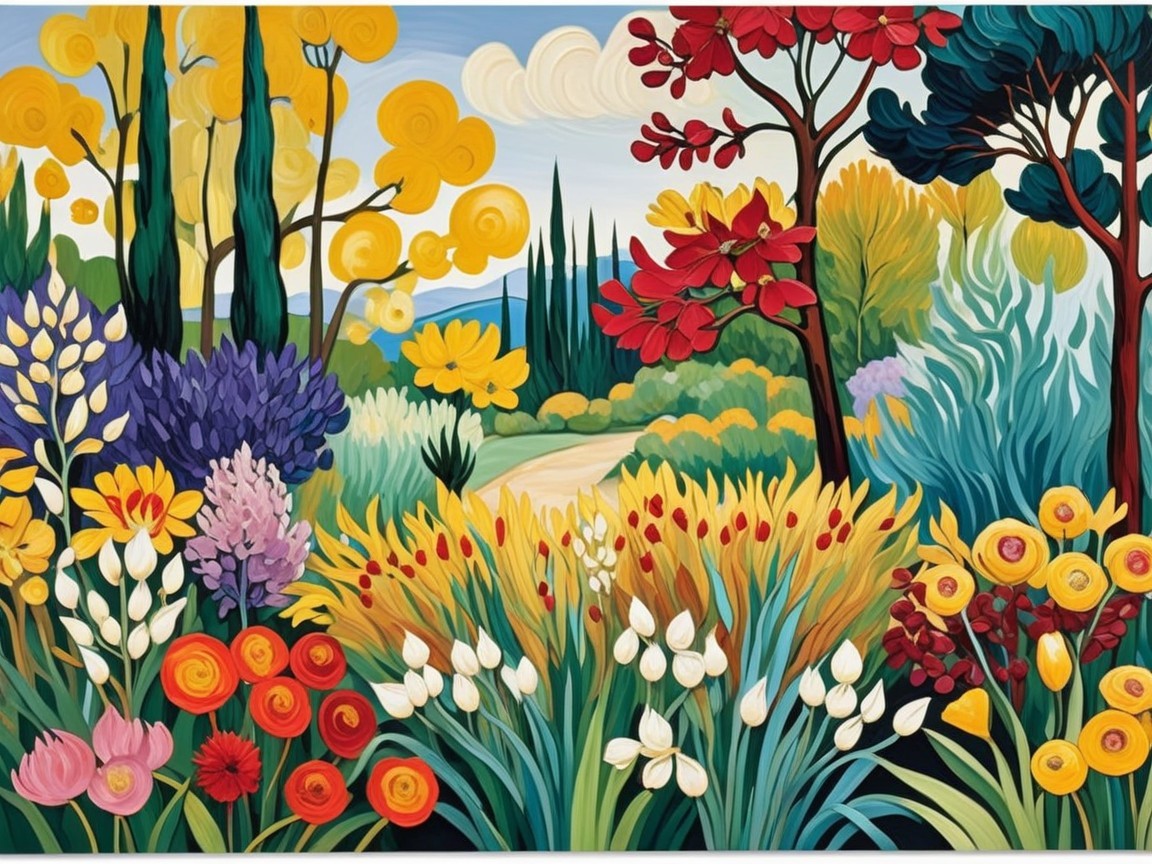 Vibrant Landscape of Colorful Flowers and Greenery