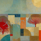 Vibrant Landscape with Cottage and Colorful Fields