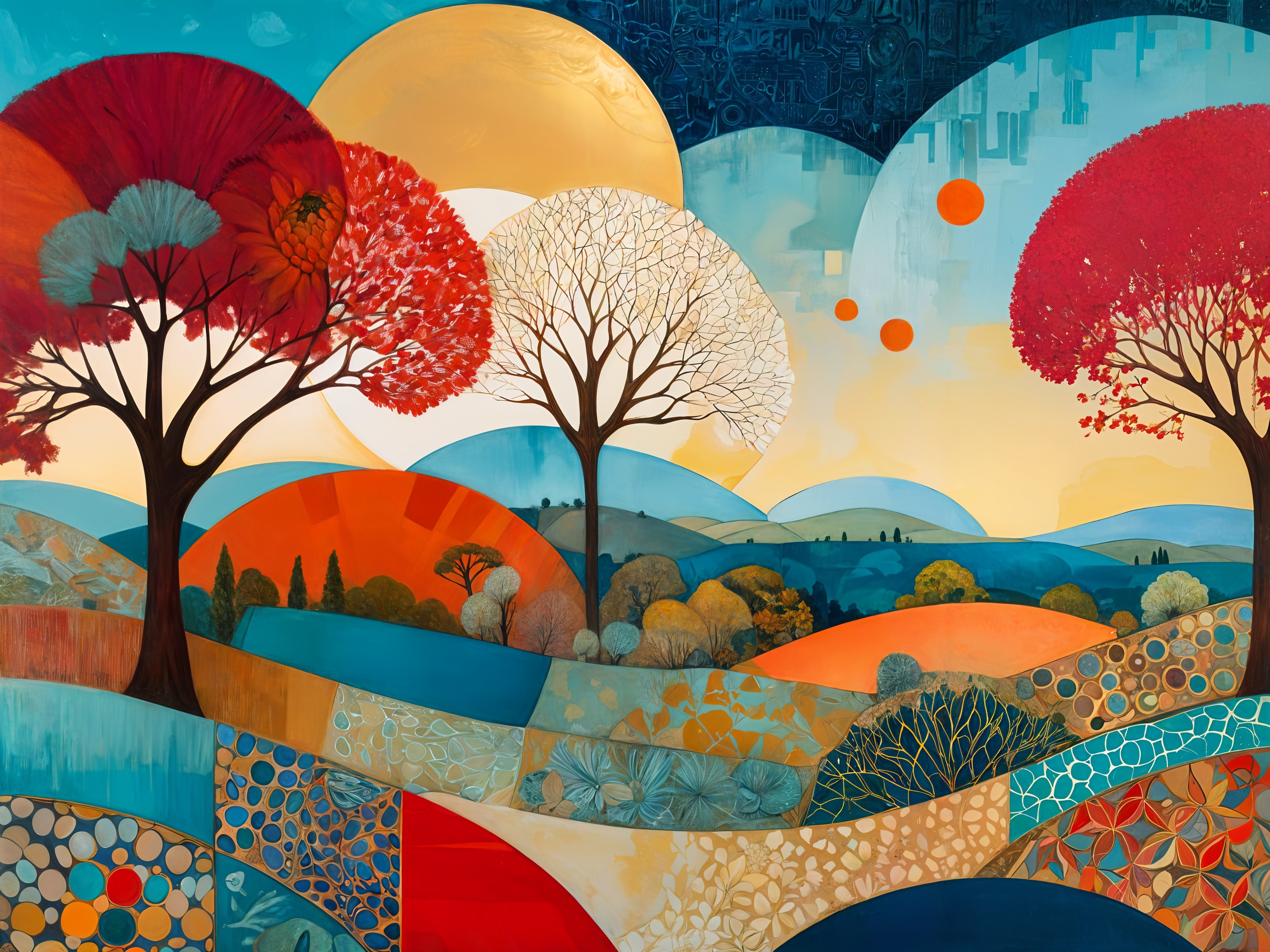 Vibrant Abstract Landscape with Colorful Foliage