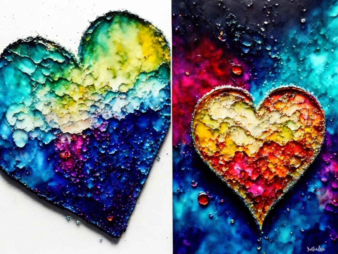 Colorful Heart Shapes with Glossy Finishes