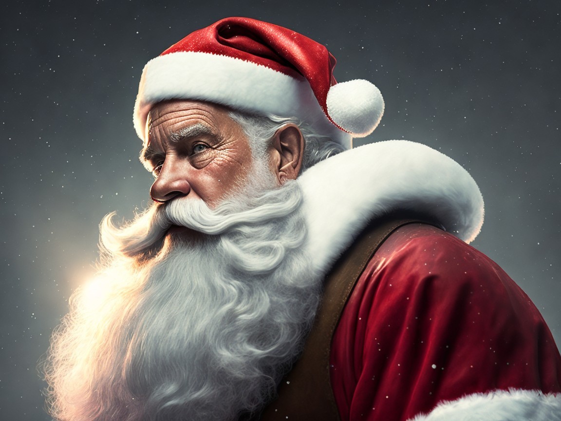 Detailed portrayal of Santa Claus in festive setting