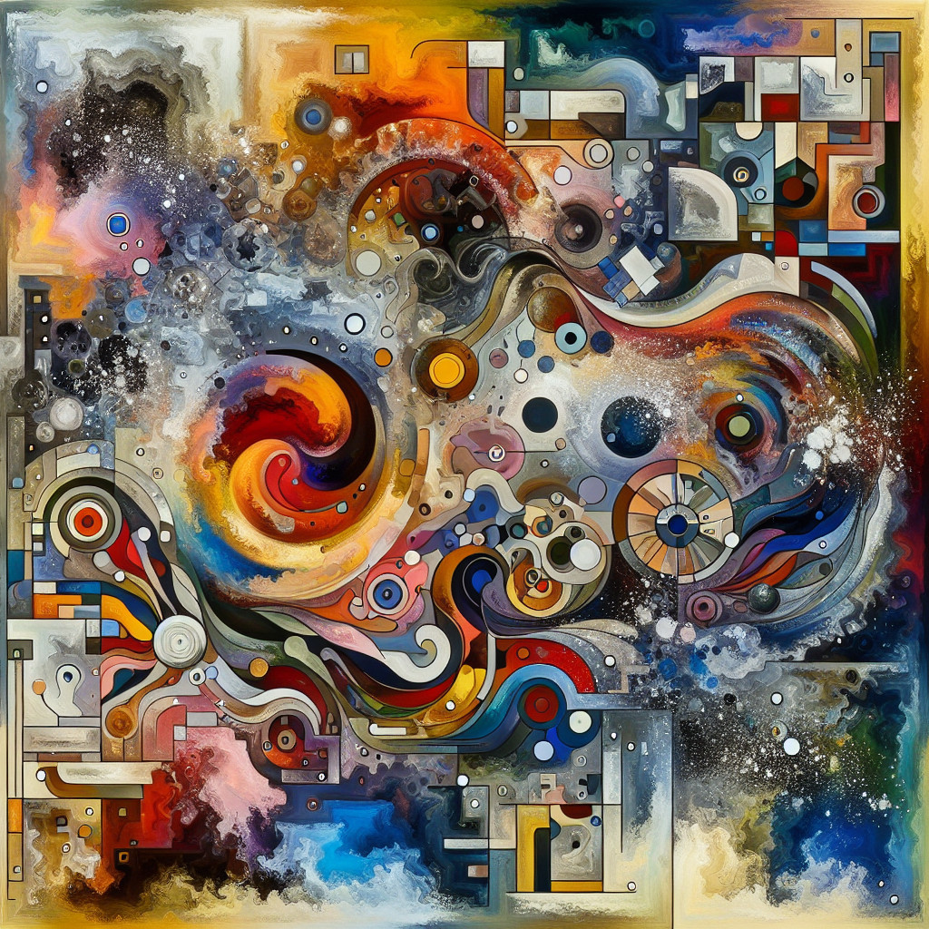 Vibrant Abstract Artwork with Swirling Patterns and Shapes