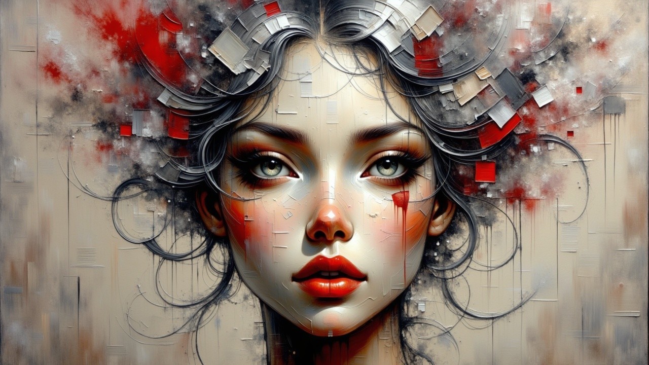 Portrait of a Young Woman with Abstract Backdrop