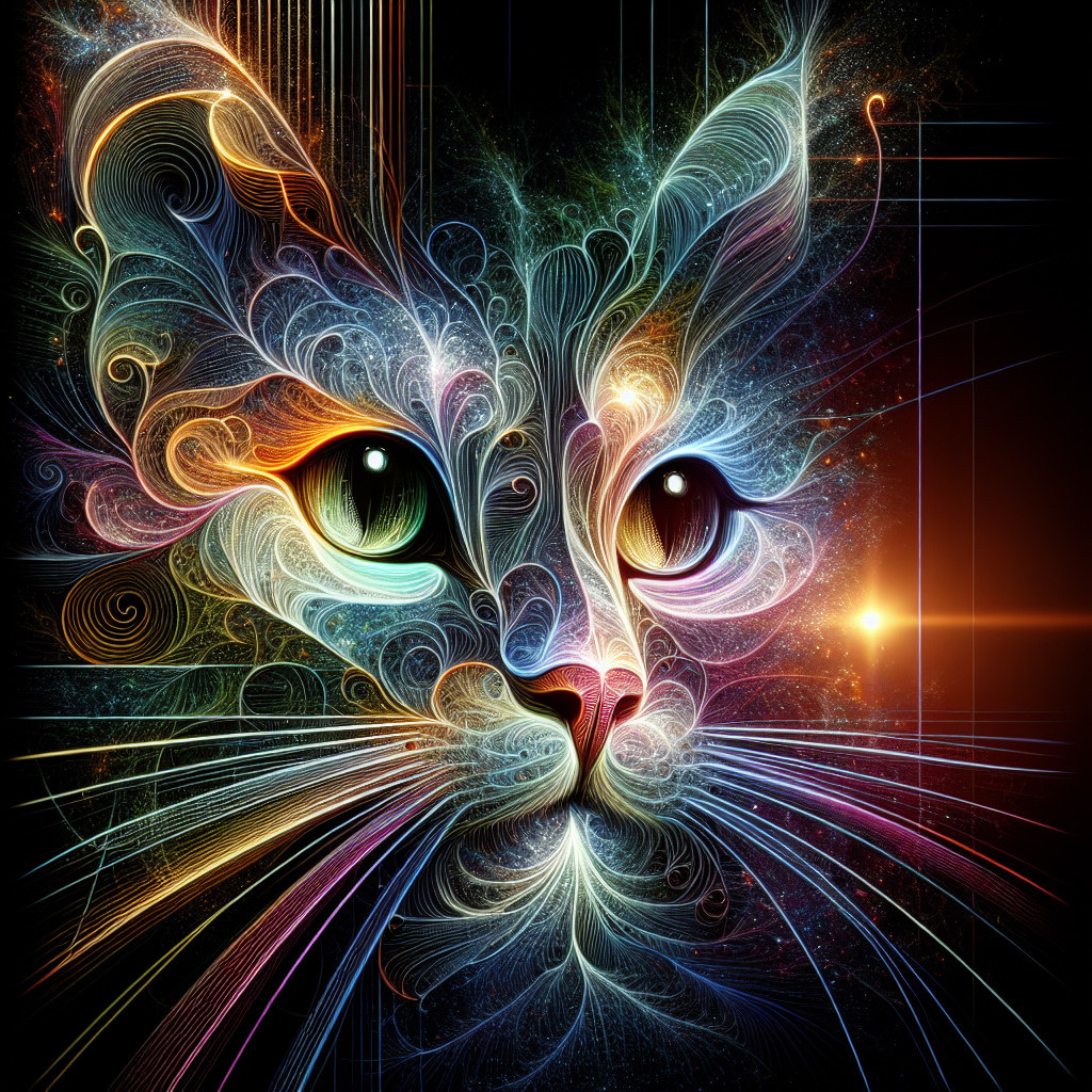 Colorful Digital Artwork of a Cat's Face Design