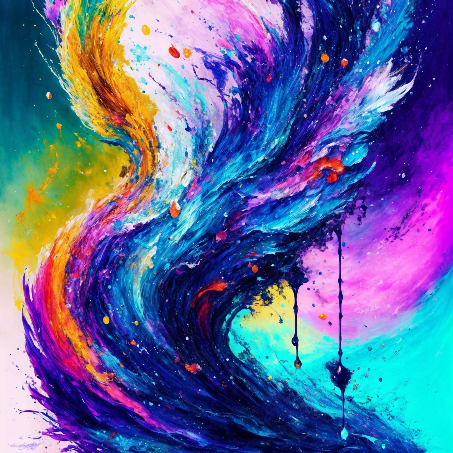 Vibrant Abstract Swirl of Colors and Textures