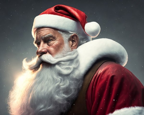 Detailed portrayal of Santa Claus in festive setting
