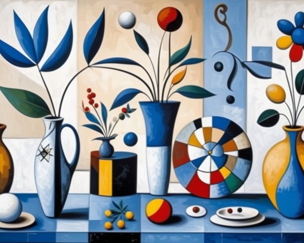 Vibrant Still Life with Abstract Shapes and Colors