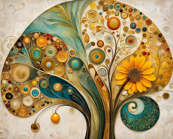 Artistic depiction of a whimsical tree with colors