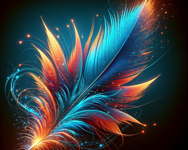 Vibrant Abstract Feather with Rich Orange and Blue Hues