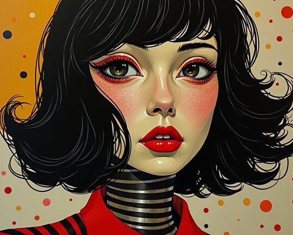 Stylized portrait of a woman with bold features