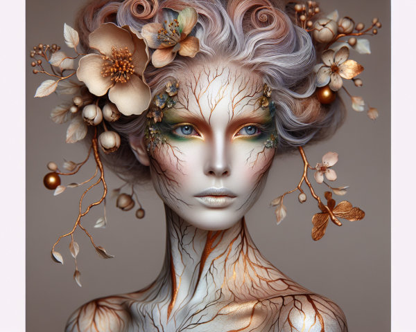 Model with Ethereal Makeup and Nature-Inspired Hair