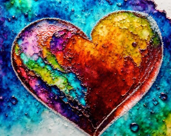Vibrant Heart Artwork with Glossy Texture and Colors