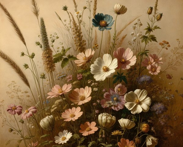 Vibrant Wildflower Bouquet with Soft Colors and Greens