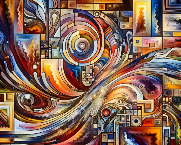 Abstract Composition of Vibrant Colors and Shapes