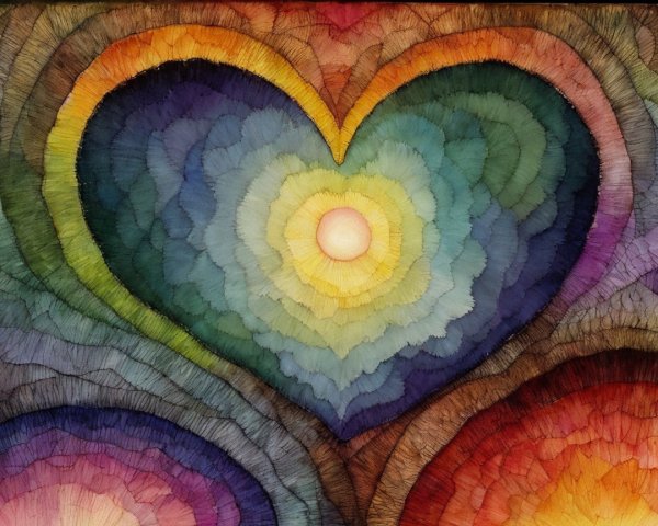 Vibrant Abstract Heart Shape with Layered Colors