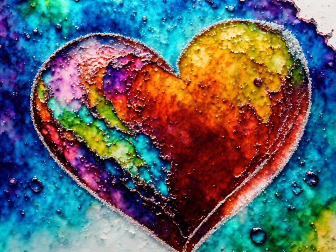 Vibrant Heart Artwork with Glossy Texture and Colors