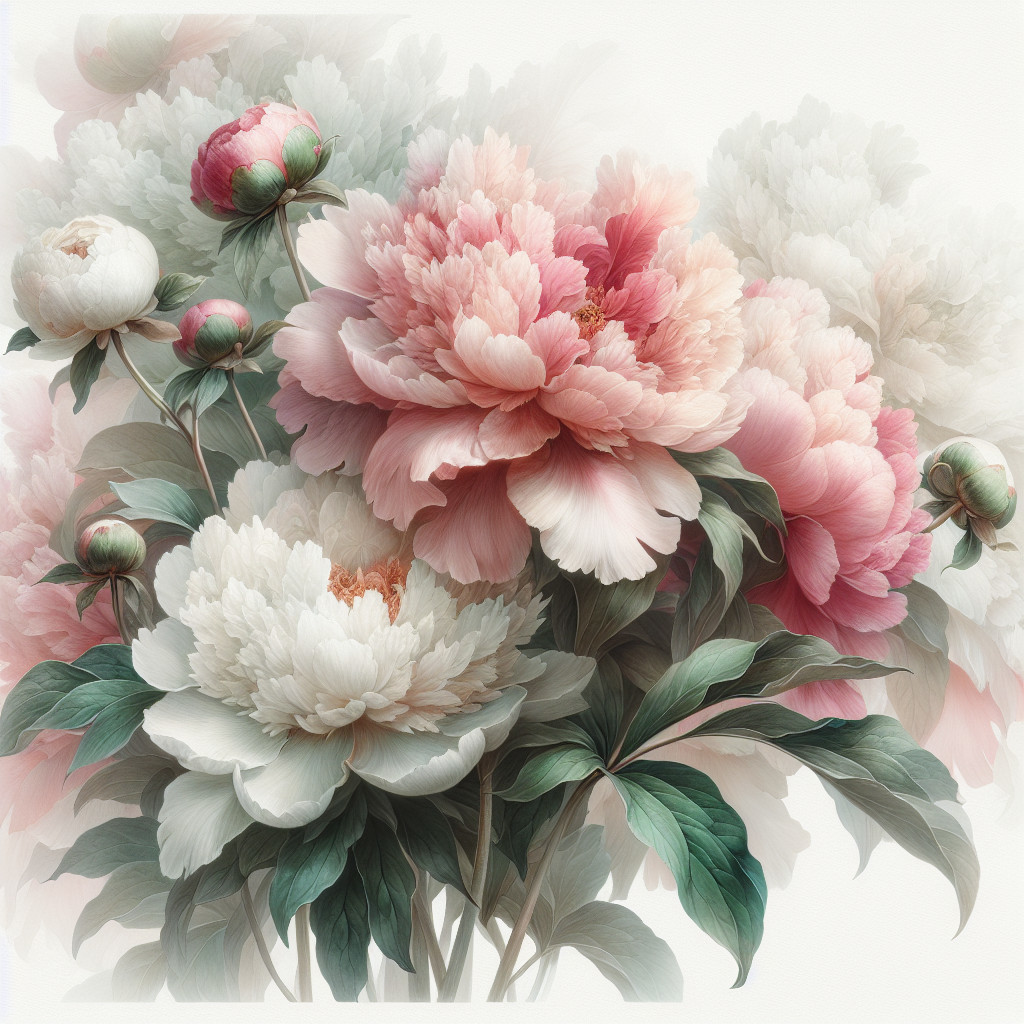 Elegant Bouquet of Soft Pink and White Peonies