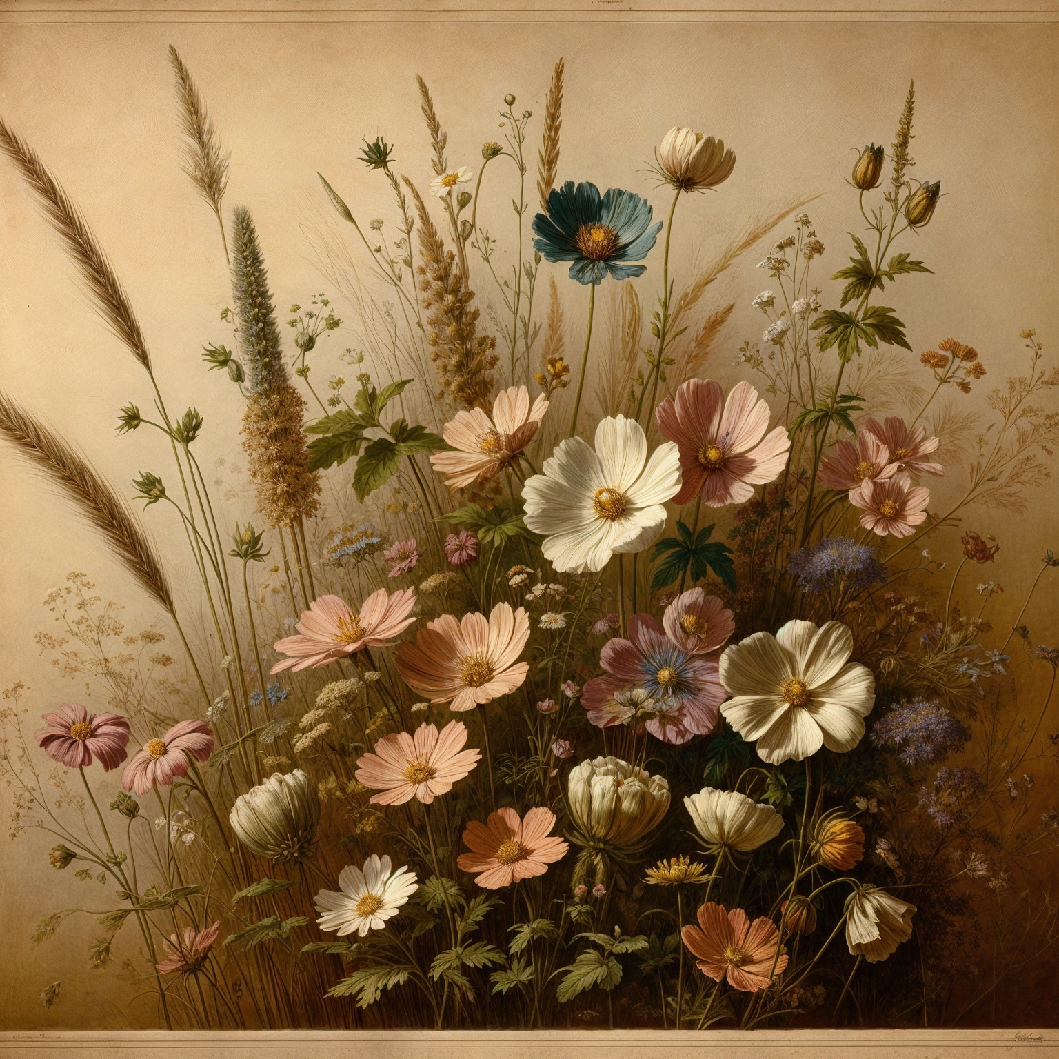 Vibrant Wildflower Bouquet with Soft Colors and Greens