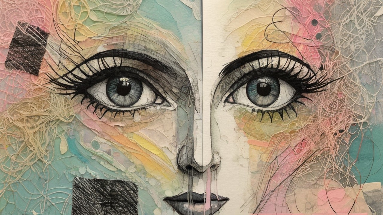 Close-Up of a Woman's Face with Contrasting Styles