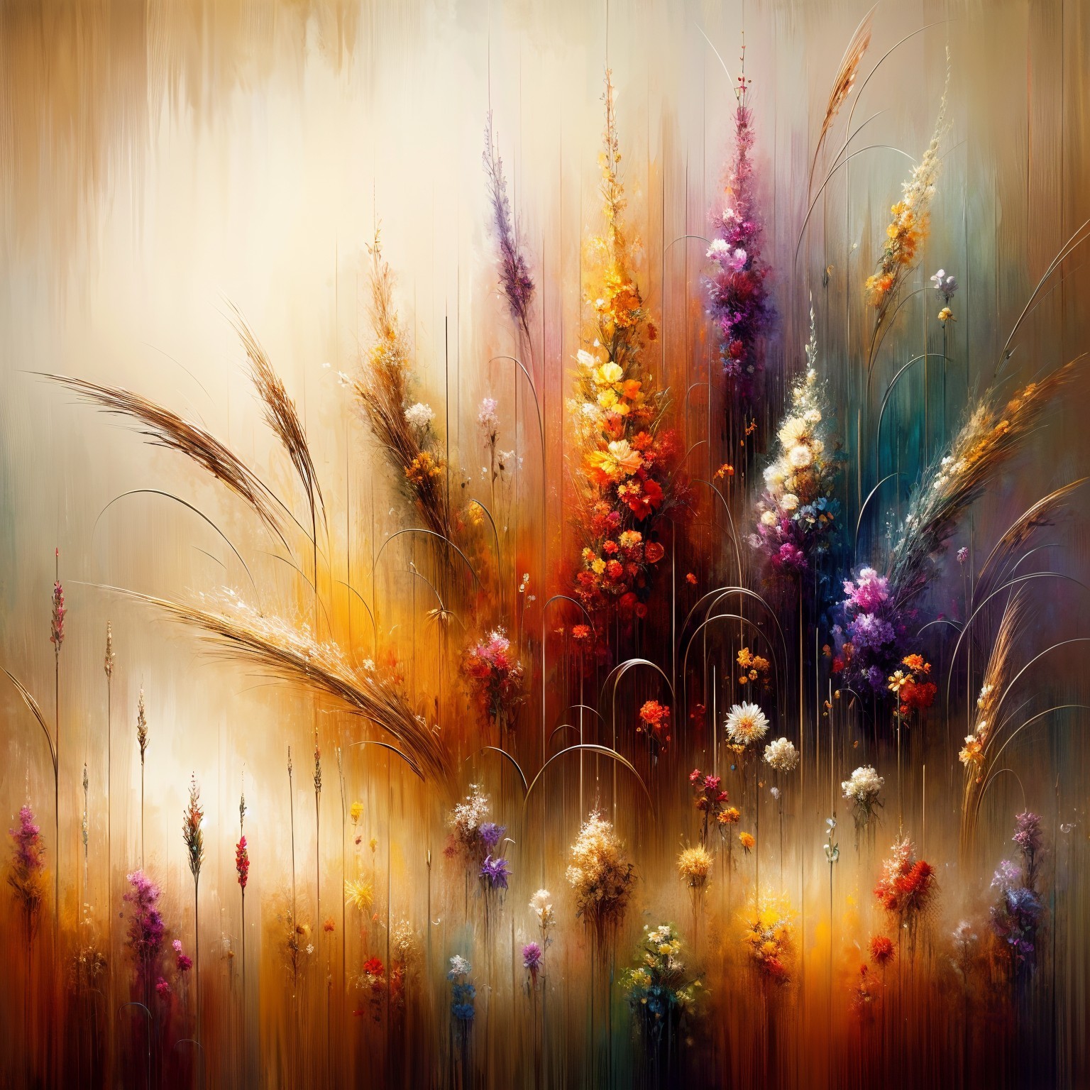 Vibrant Abstract Floral Arrangement with Colorful Hues
