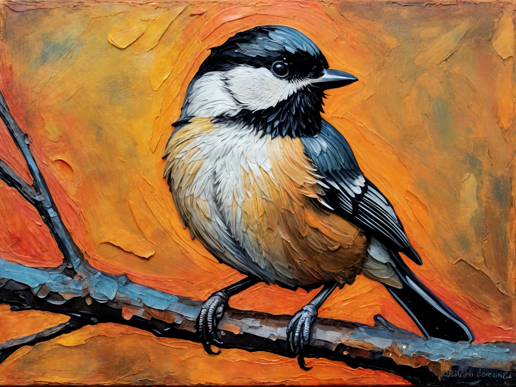 Vibrant Bird on Branch with Intricate Details