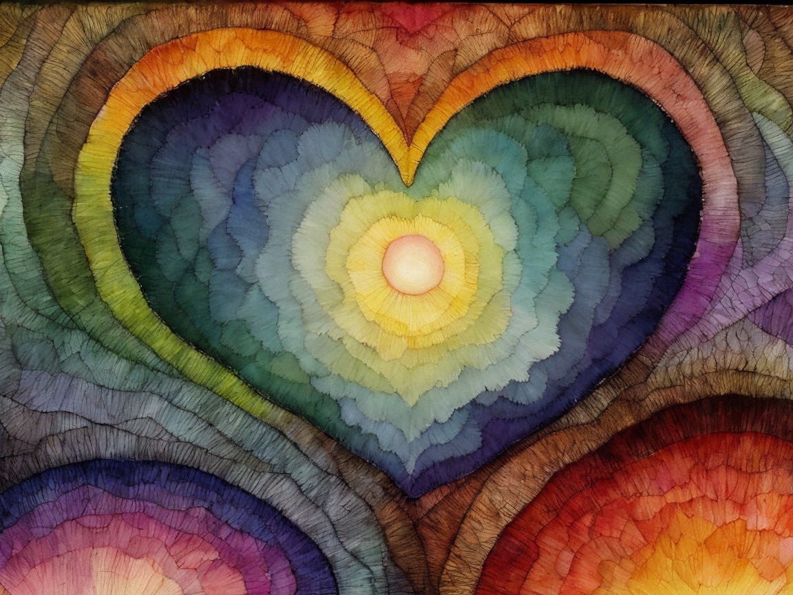 Vibrant Abstract Heart Shape with Layered Colors