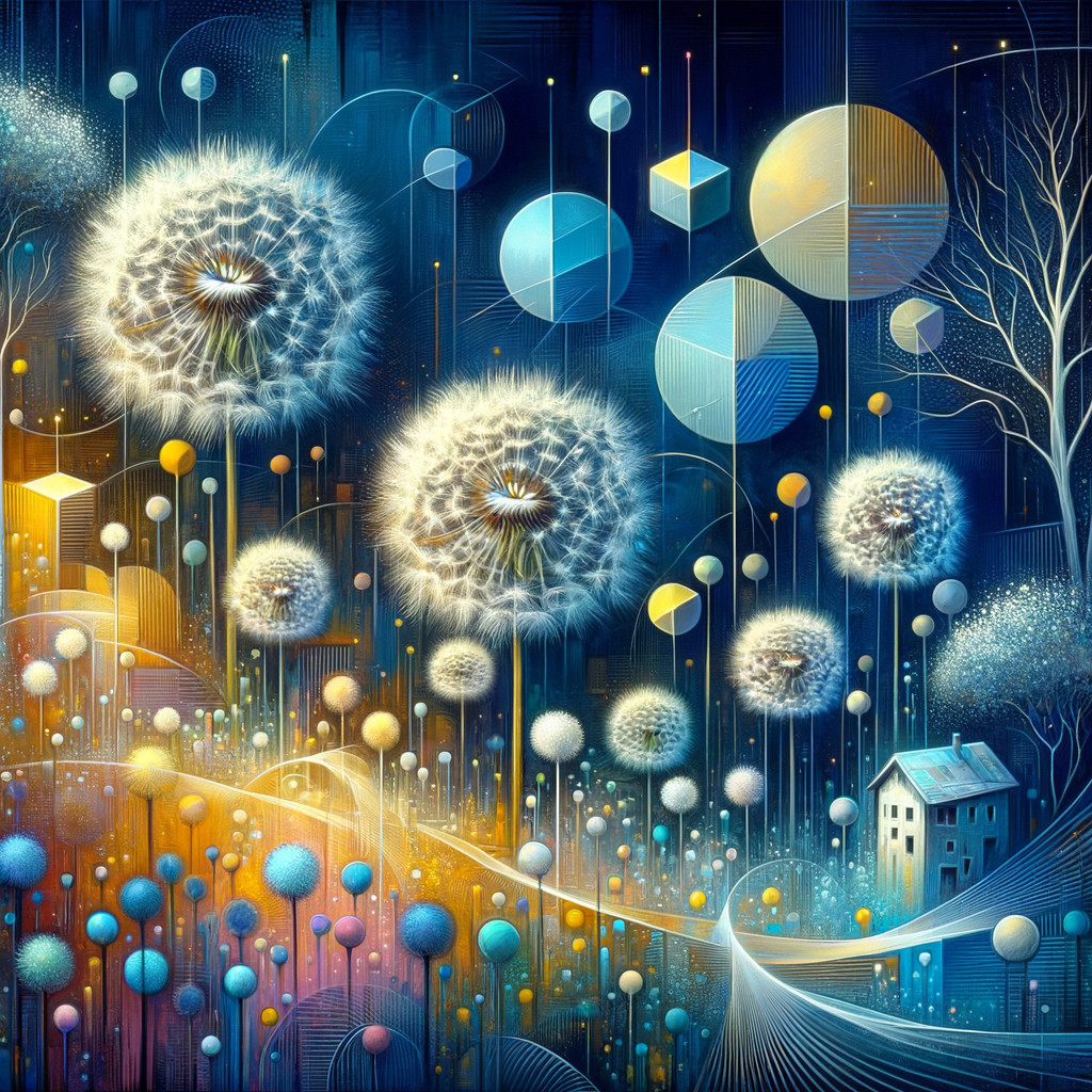 Surreal Landscape with Dandelion Structures and Shapes