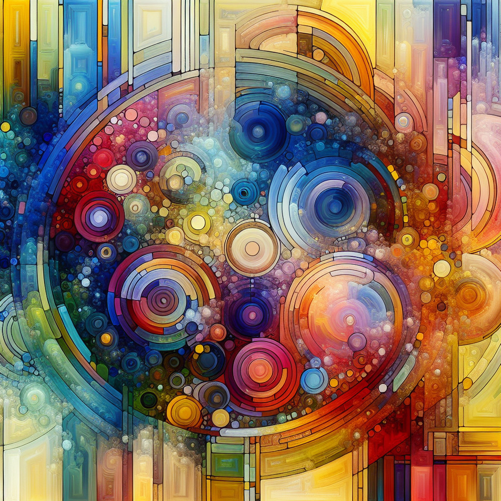 Vibrant Abstract Artwork with Circles and Curves