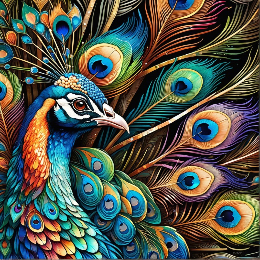 Vibrant Peacock Display with Colorful Feathers