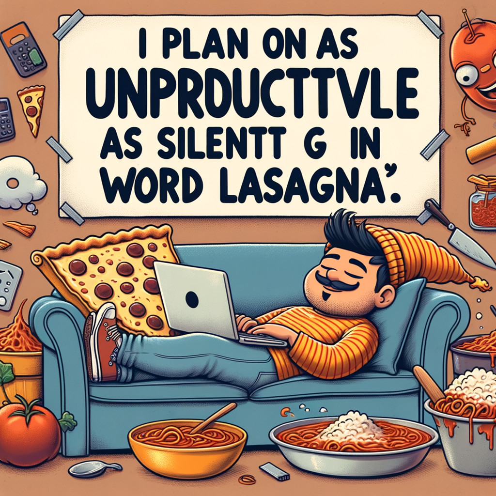 Cozy Cartoon Scene of Relaxation with Food Illustrations