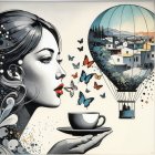 Profile of a Woman with Cup in Muted Landscape